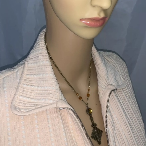 nwt auth BEN AMUN antique gold & citrine NECKLACE